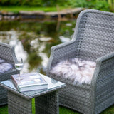 Square Sheepskin Seat Pad - Tipped Black The Irish Woollen Workshop