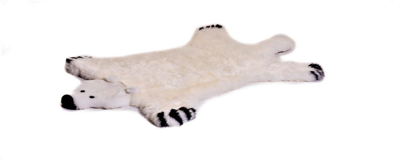 Childs room polar bear sheepskin rug