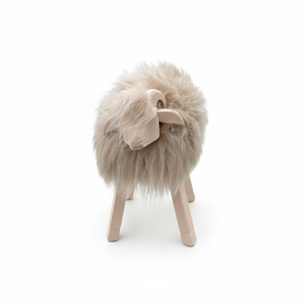 Medium Woollen Sheep Figurine - Cappuccino