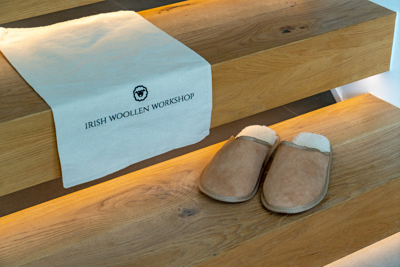 The Irish Woollen Workshop - Unisex Irish Sheepskin Slippers with Soft Sole 