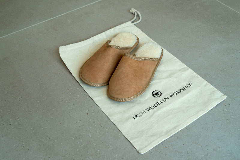 Unisex Irish Sheepskin Loafer Slippers with Soft Sole