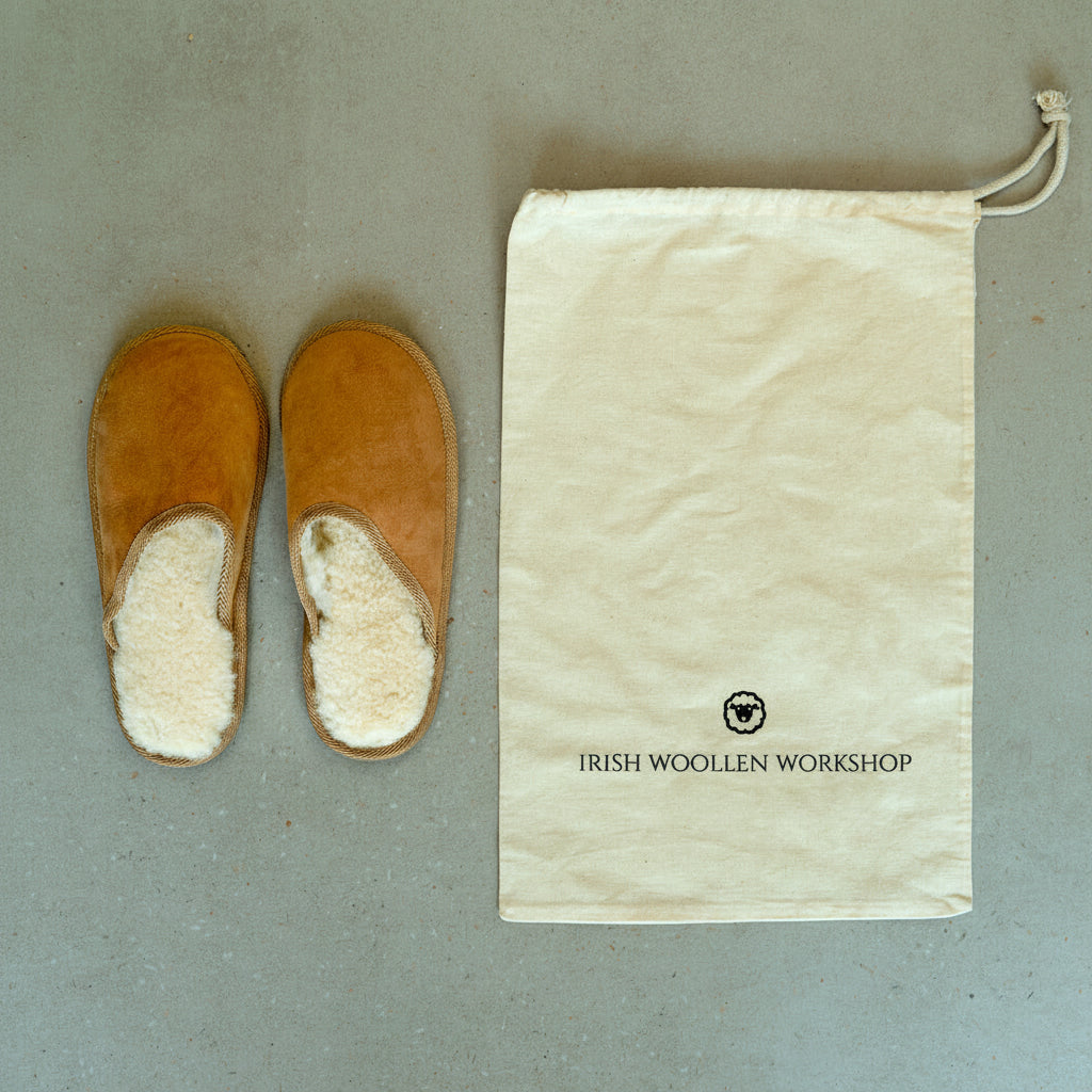 The Irish Woollen Workshop - Unisex Sheepskin Loafer Slippers with Soft Sole 