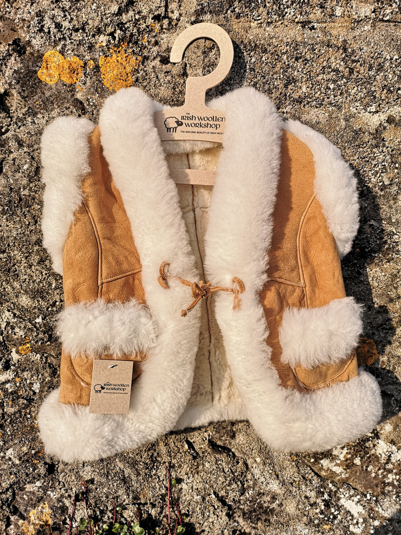 Childrens Sheepskin Spring Coat - Chestnut