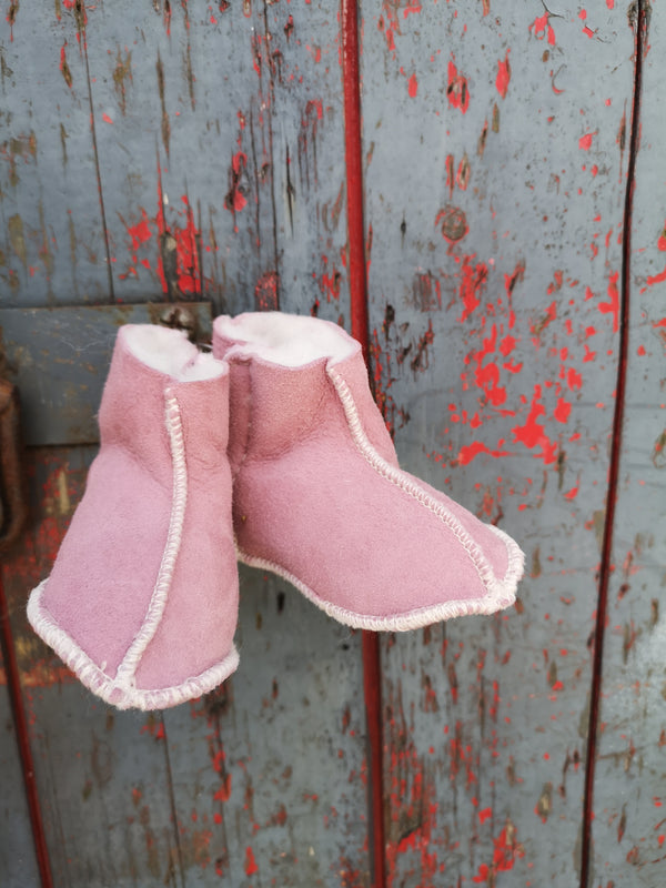 Sheepskin Baby Slippers - Pink