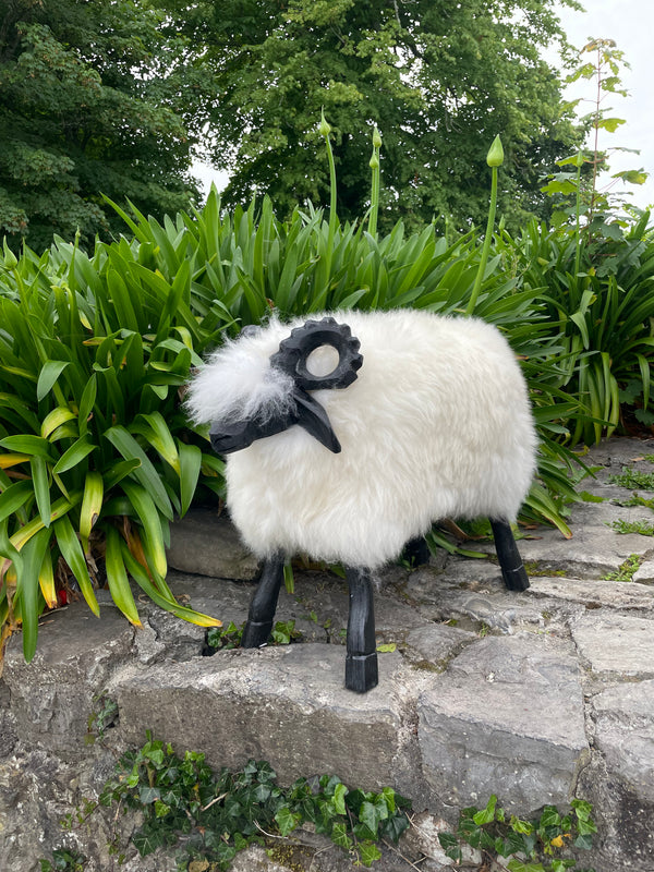 Large Woollen Sheep Figurine - Natural White