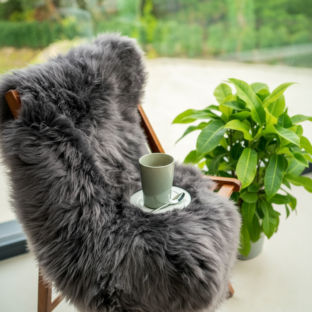 Irish Sheepskin Charcoal Rug - Grey mix The Irish Woollen Workshop