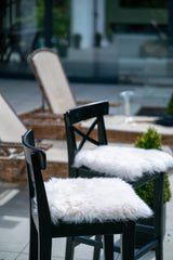 Square Sheepskin Seat Pad - Natural White