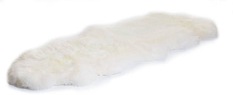 Natural White Irish Sheepskin Rug Double - end to end